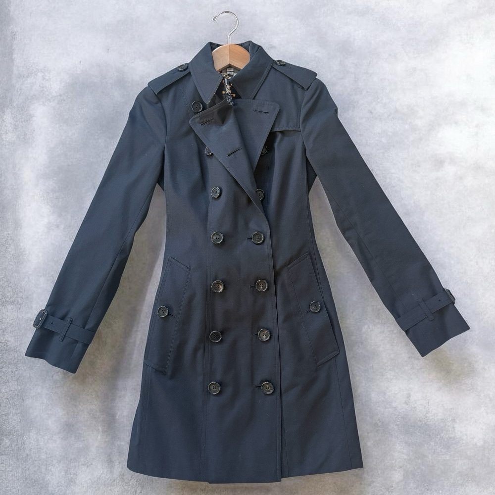 Burberry Navy Double-Breasted Trench Coat